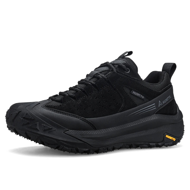 HUMTTO Winter Outdoor Hiking Sneakers Mens Genuine Leather Trainers Breathable Casual Shoes for Man Anti-slip Trekking Shoes Men