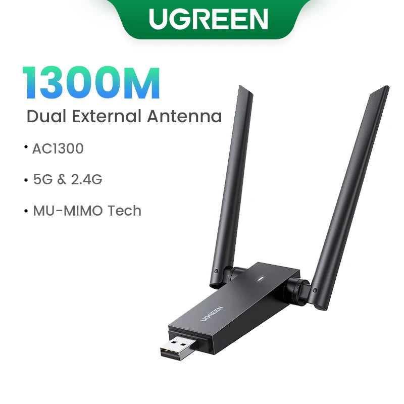 UGREEN WiFi Adapter AX900 AX1800 AC1300 WiFi6/5 5GHz&2.4GHz USB WiFi Dongle Antenna for Desktop Laptop USB Ethernet Network Card