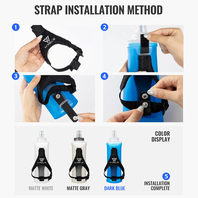WRELS TPU Soft Water Bottle BPA Free Hydration Flask Running Cycling Hiking Outdoor Squeeze Collapsible Handheld Sports Kettle