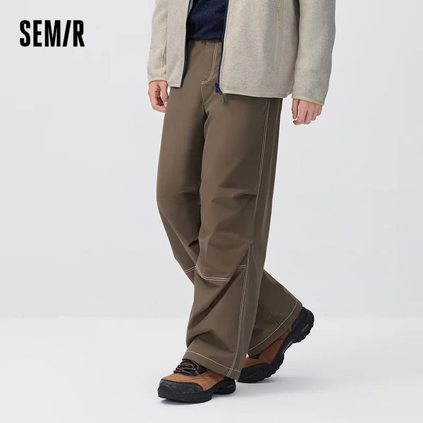 ខោបុរស Semir ដែលមិនជ្រាបទឹក ពណ៌ប្លុក រលុង សម ជើងត្រង់ ឆ្នាំ 2026 រដូវរងាថ្មី ស្លៀកប្រចាំថ្ងៃ រចនាប័ទ្មធម្មតាក្នុងទីក្រុង