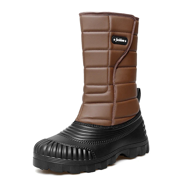 Men's high-top casual snow boots winter new light warm velvet cotton boots soft sole non-slip comfort outdoor walking work boots