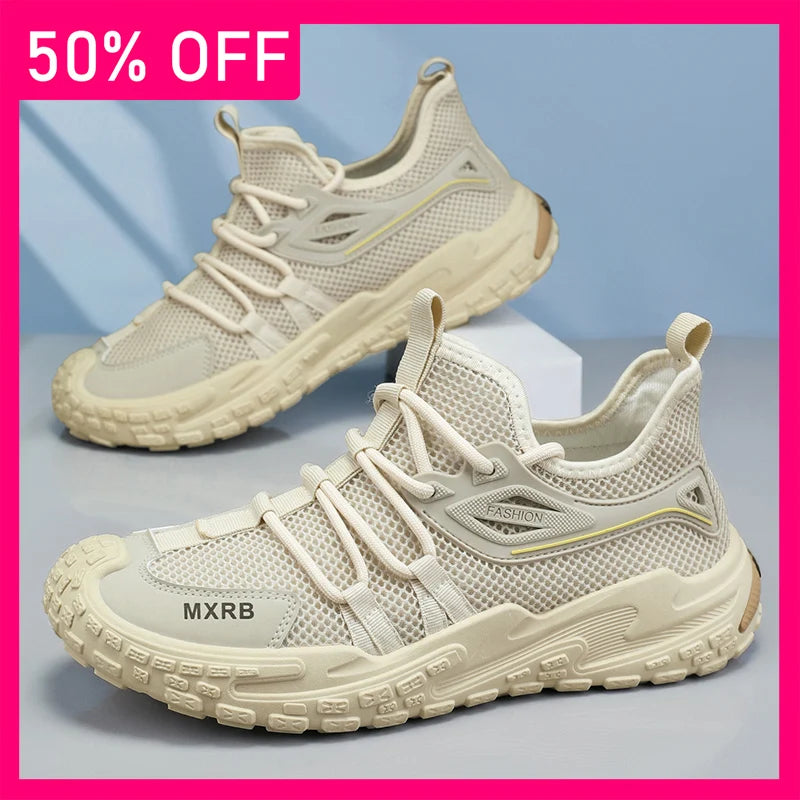 Mens Casual Sports Shoes Spring Fashion Simple Mesh Breathable Soft Thick Sole Comfortable Daily Leisure Outdoor Running Shoes