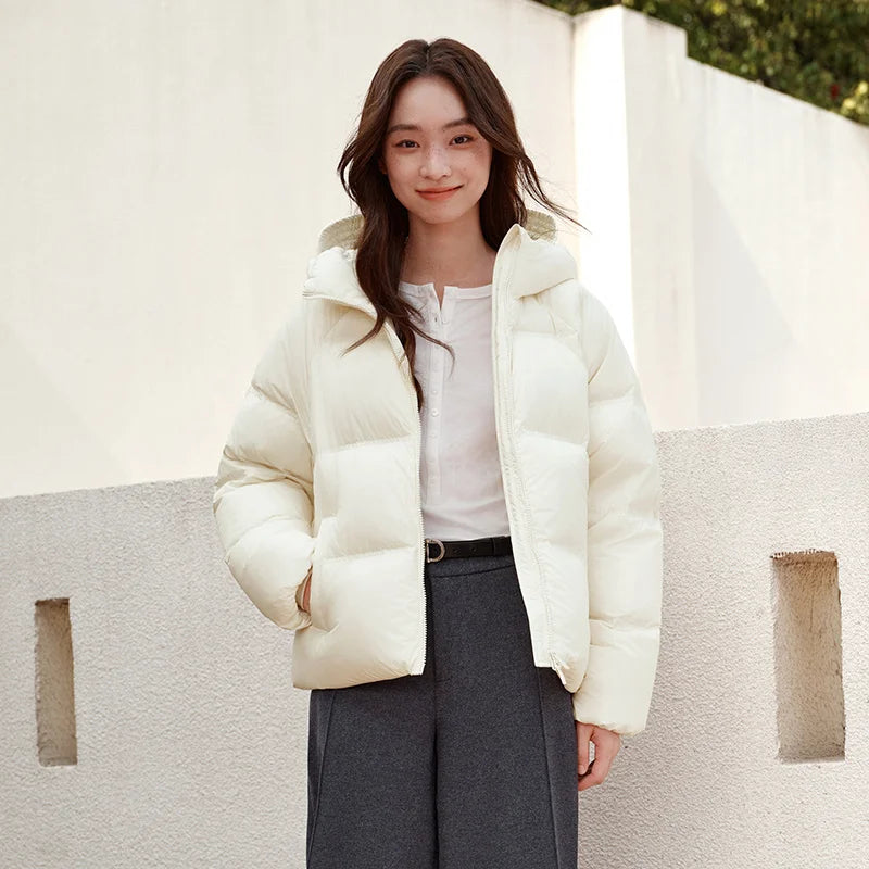 Semir White Duck Down Jacket Warm Slim Women 2025 Winter Lightweight Casual Fashion Coat Loose Fit Short Style