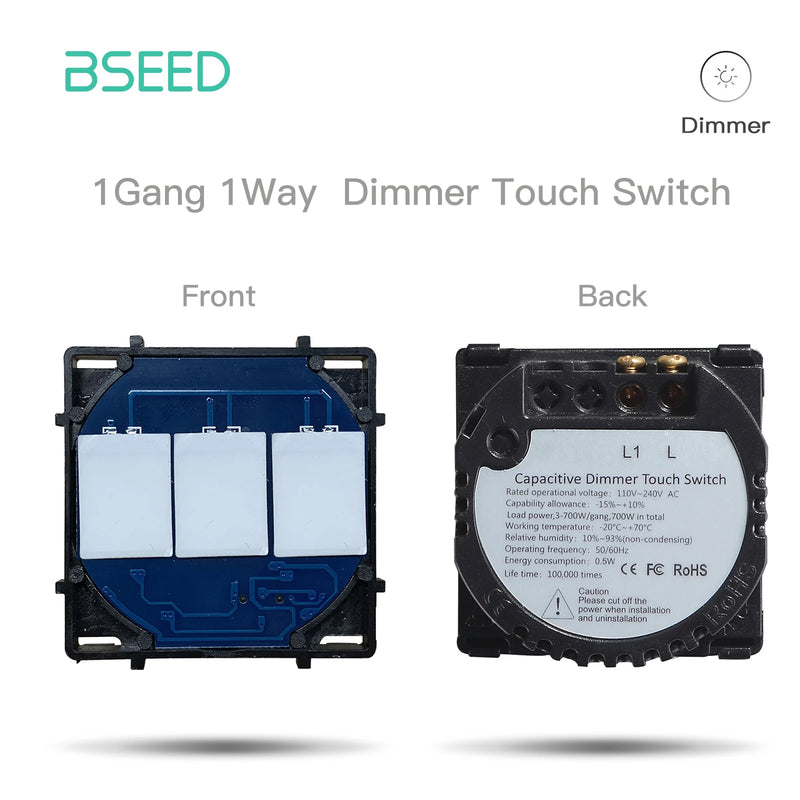 BSEED Touch Light Switch 1/2/3Gang Dimmer Switch Function Parts Glass Panel Gray EU Wall Socket Plug DIY Free Combination
