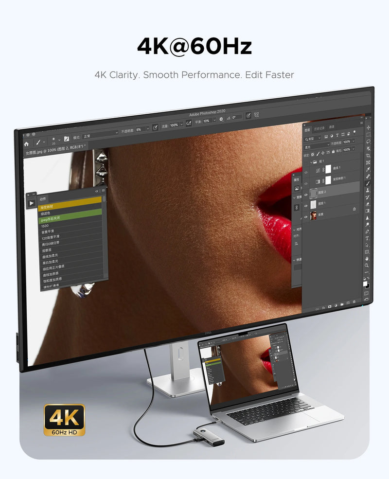 ORICO 8-in-1 USB 3.0 HUB Triple Display Expander Two HDMI-COM 4K60HZ PD100W Splitter Adapter for MacBook Laptop Docking Station