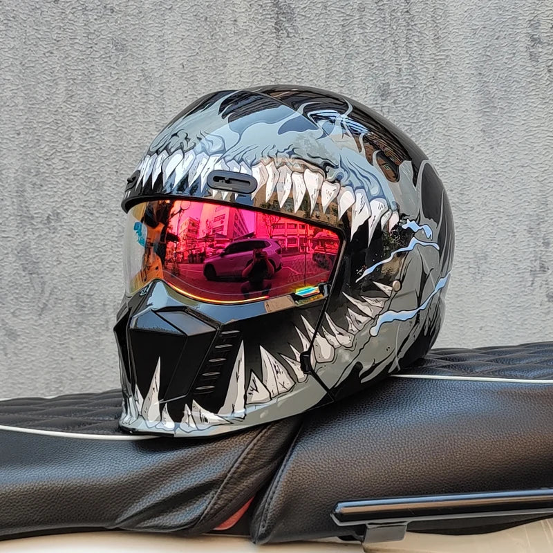 ORZ-GB7 Modular Combination Full Face Motorbike Helmet Black Samurai Scorpion Style Removable Structure Scooter Safety Helmet