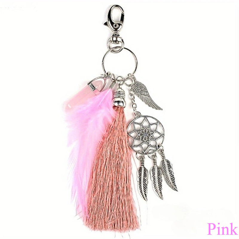 Best Valentine's Day Gift! Maiden Dream Catcher Bohemia Style Key Ring Pendant Artificial Feather Key Chain Bag Decor Tassel