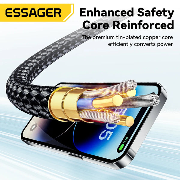 ខ្សែសាក USB Essager សម្រាប់ iPhone 14 13 12 11 Pro Max XS PD 29W សាកថ្មលឿន Type C ទៅ Lighting Data Cord