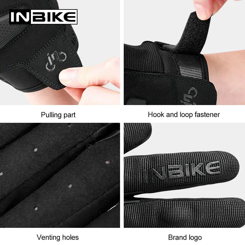 INBIKE Shockproof Motorcycle Gloves Men Breathable Motor Riding Motorcyclist's Gloves Full Finger Touch Screen Motorcross Gloves