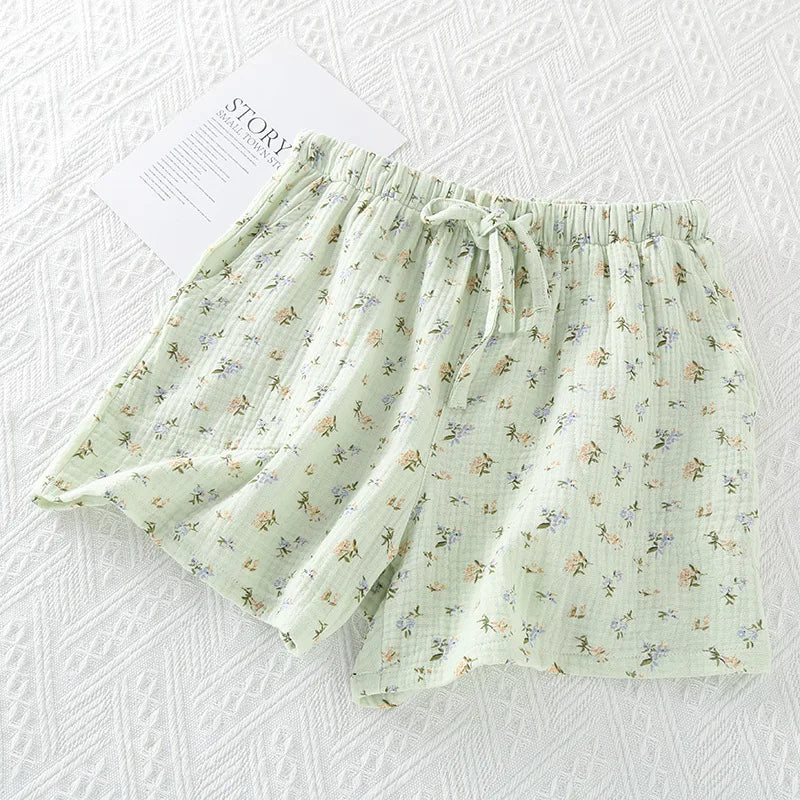 INS Fresh Pure Cotton Summer Pajamas Pants New Printed Sleepwear Pyjamas Women Home Wear Night Shorts Pantalon De Pijama