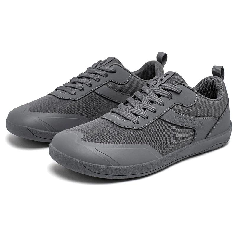 HOBIBEAR Wide Toe Shoes Mens Womens Minimalist Mesh Artificial Leather Sneakers Lace Up Lightweight Breathable Walking Shoes
