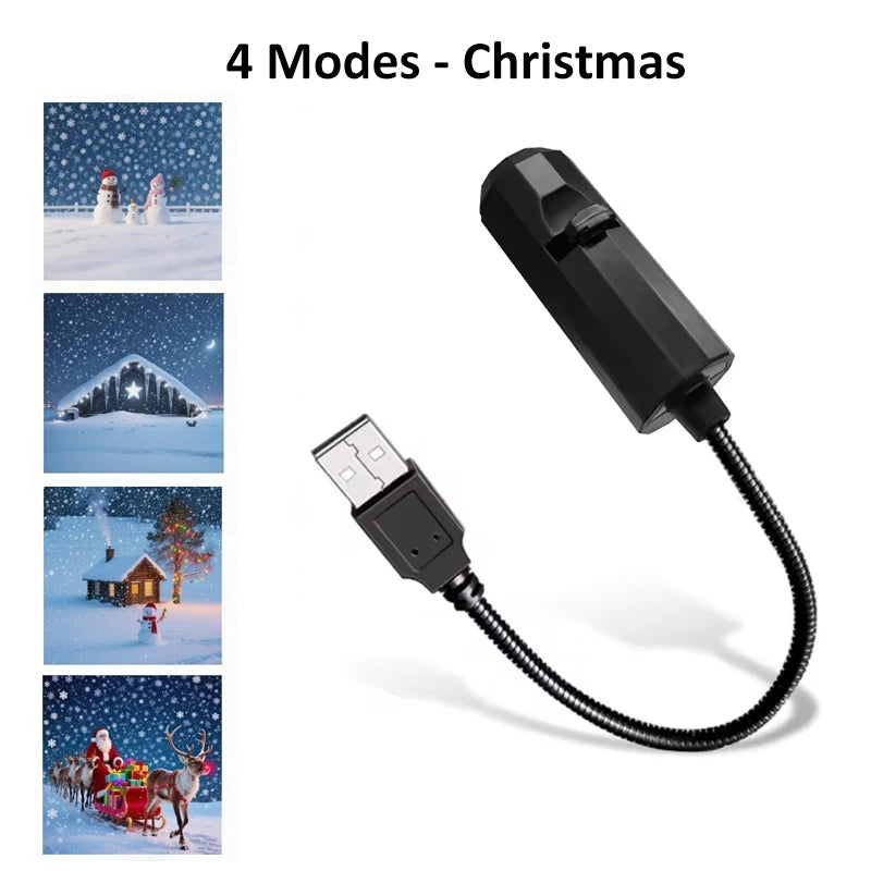 Christmas USB Projector Light Snowman Night Light 360 Degree LED Lamp Rotating Switchable Pattern Design Dark & Night Ambiance