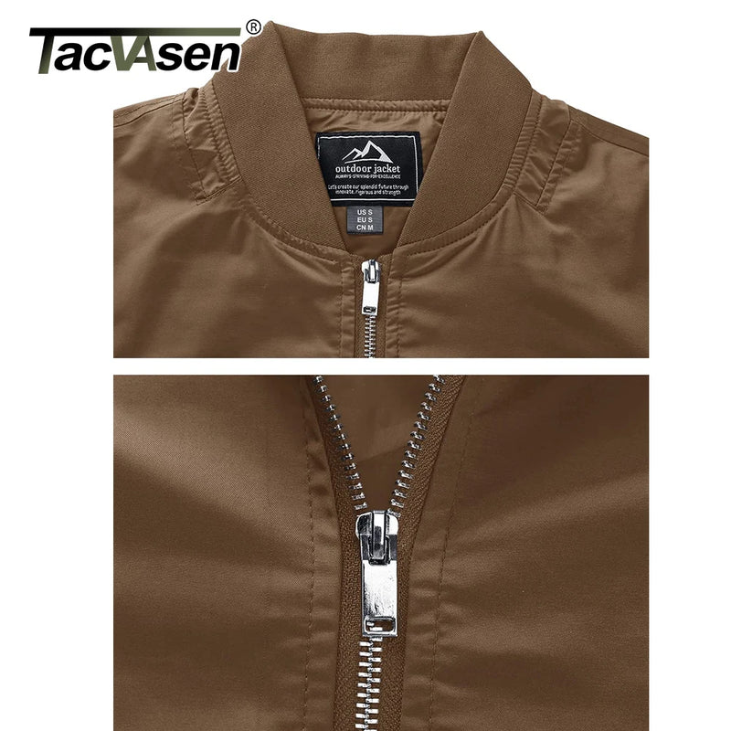 TACVASEN Mens Spring Fall Thin Daily Jackets Lightweight Casual Windproof Zip Pockets Coats Biker Outwear Outdoor Male