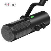 FIFINE Tank3 Heavy-Duty Metal USB/XLR Dynamic Microphone for Podcasting, Studio-Grade Recording, Noise Reduction & Premium Sound