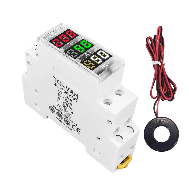 TOMZN DIN Rail 18mm AC 40-500V 220V 380V Voltage Meter Ammeter Single Three Phase Modular Indicator LED Digital Display Detector