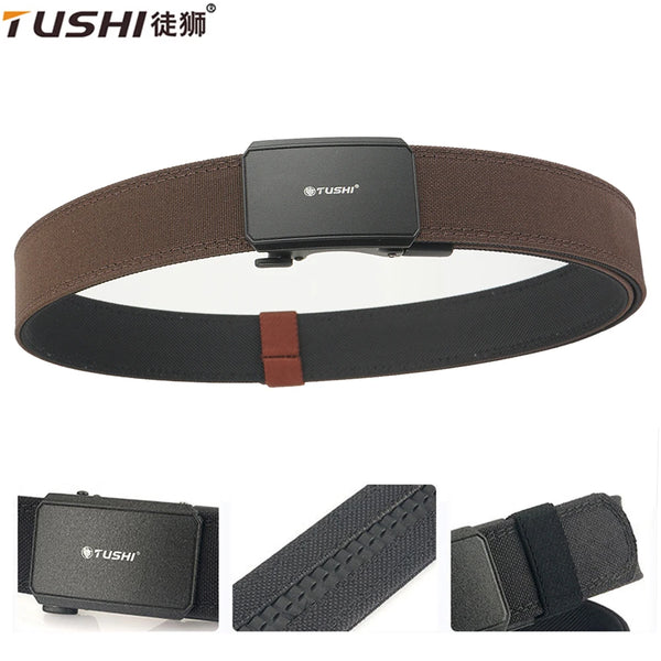 TUSHI Automatic Buckle Comfortable Nylon Military Gun Belt Outdoor Hunting Multifunctional IPSC Tactical Canvas Belt Men Belt