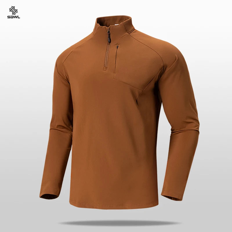 SBWL Autumn/Winter New Men's Outdoor Sports With a Base Shirt Running Skiing Mountaineering Fitness Sports Long Sleeve T-Shirt