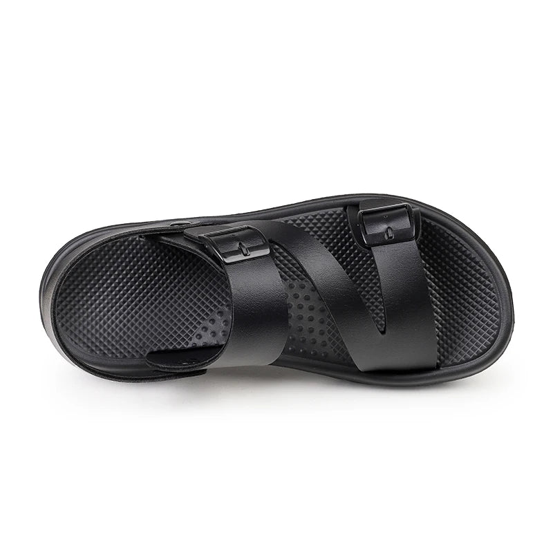 Summer Men PU Leather Sandals Open Toe Black Brown Cheap Sandals Big Size 47 48 Dropshipping