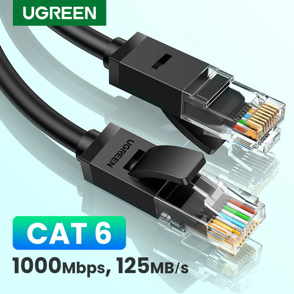 ខ្សែ UGREEN Ethernet Cat6 Gigabit ល្បឿនលឿន 1000Mbps Internet Cable RJ45 Shielded Network LAN Cord សម្រាប់កុំព្យូទ័រ PS5 PS4 PS3 Xbox