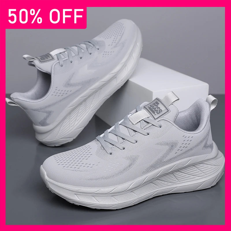 Men Sports Shoes Fashion Lace Up Mesh Breathable Lightweight Autumn Daily Commuting Sports Shoes Comfort Versatile Tennis Shoes