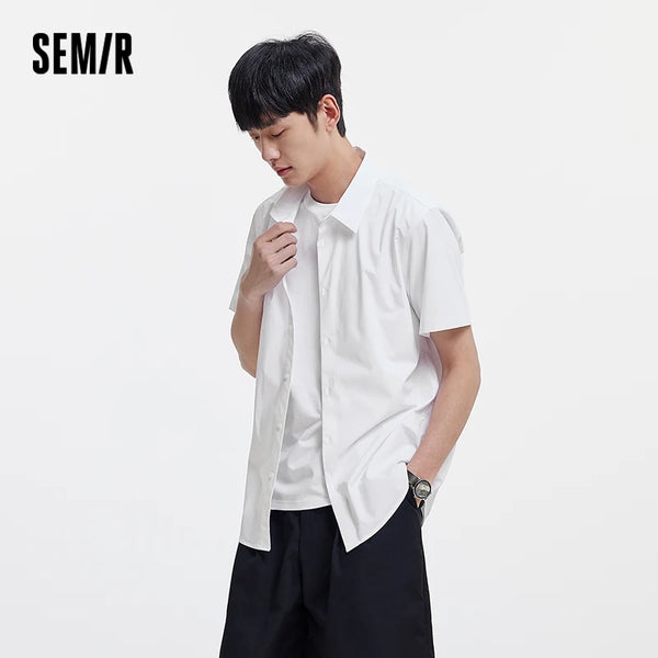 Semir Basic Short Sleeve Shirt Men Cooling Business Casual 2025 Summer New Solid Color Office Wear Suitable