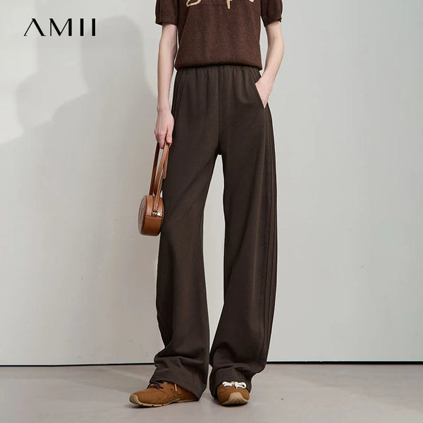 AMII Minimalist រដូវស្លឹកឈើជ្រុះឆ្នាំ ២០២៥ ខោជើងធំសម្រាប់នារីទើបមកដល់ថ្មី ខោរលុង កប្បាសសុទ្ធ ប៉ាក់ធម្មតា សម្លៀកបំពាក់នារី 12523098
