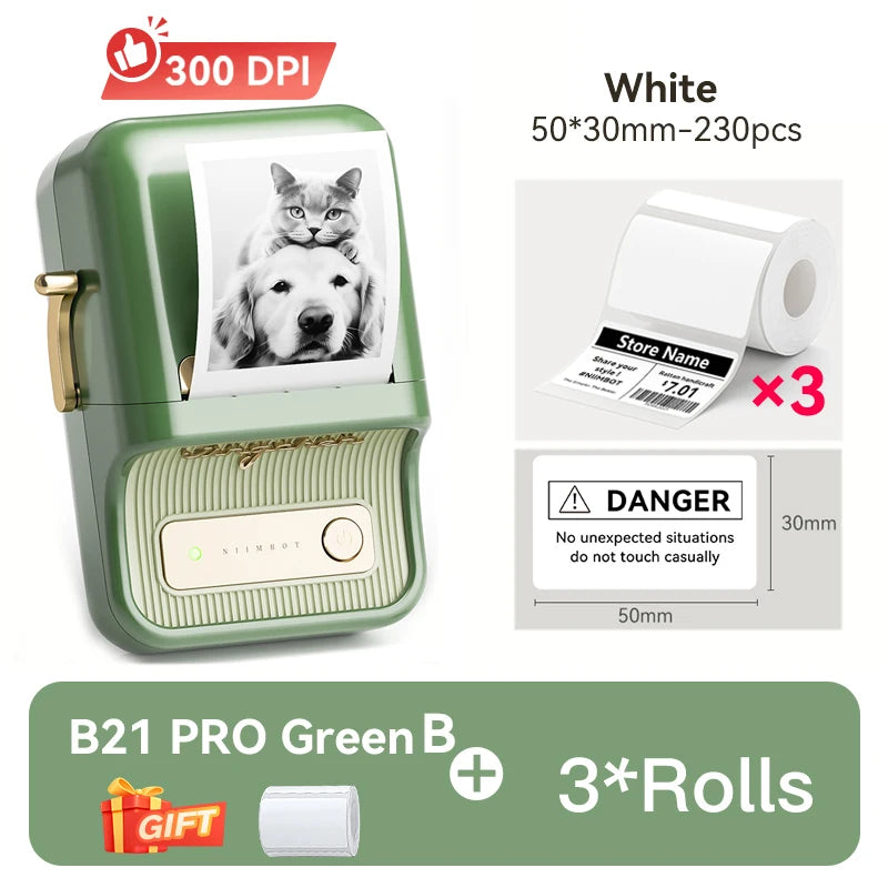 Niimbot B21 Pro 300DPI HD Printing Portable Thermal Printer Self-adhesive Label Printer Sticker Maker For Photos Receipts Note