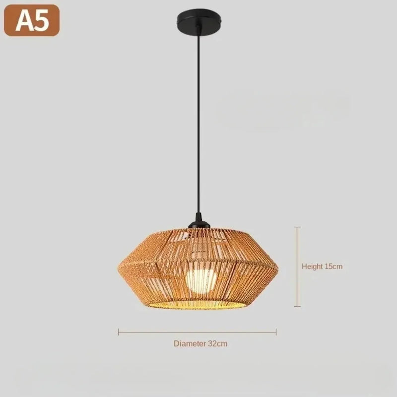 Wicker Lamp Creative Rattan Ceiling Light Chandelier Light for Teahouses Homestays Decorative Retro Pendant Light Fixture E27