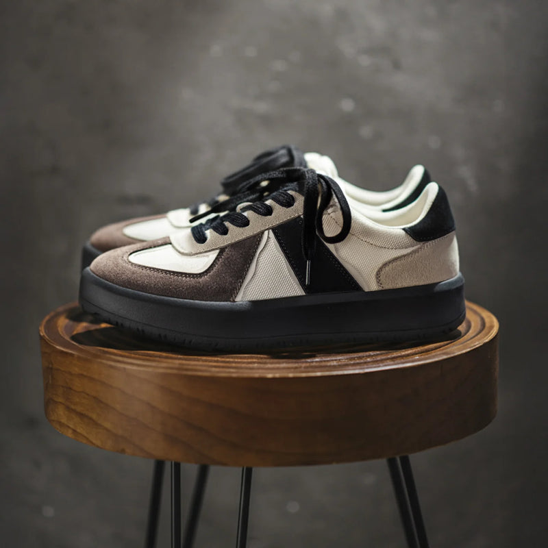 Maden German Army Trainers Shoes Men's Retro Chunky Sole Sneakers Lace Up Low Top Casual Sporty Board Shoes for Autumn Winter