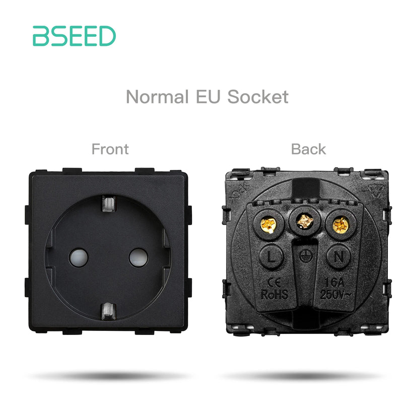 BSEED 1/2/3Gang Matter Touch Switch Module Smart Light Switch Part Tuya Smart Life APP EU Socket Outlets Glass Panel Combination