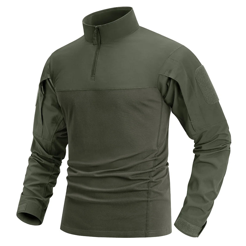 TACVASEN 1/4 Zip T-shirts Lightweight Men's Long Sleeve Safari Wear Resistant Outdoor Training Work Shirts Pullover Tops Male