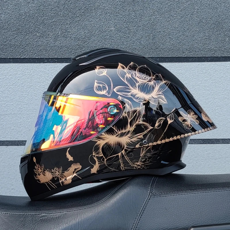 DOT Approved Full Face Motorbike Helmet Durable ABS Shell Large Rear Spoiler Windproof Sport Riding Helmet Casco Moto