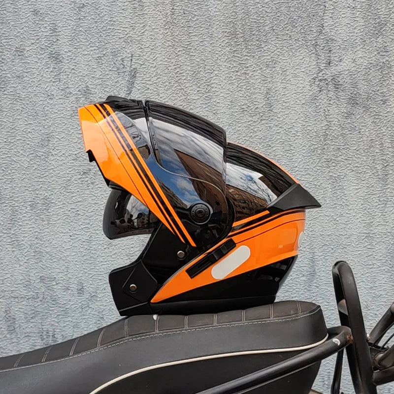 ORZ DOT Certification ORZ Motorcycle Helmet Double Lens Cross Section Helmet Safety Modular Flip Helm Unisex Helmet With Visor