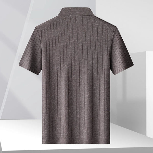 Men’s Short Sleeve Polo Shirt – Ribbed Knit, Business Casual, Cooling & Soft, Collar Neck, Solid Colors