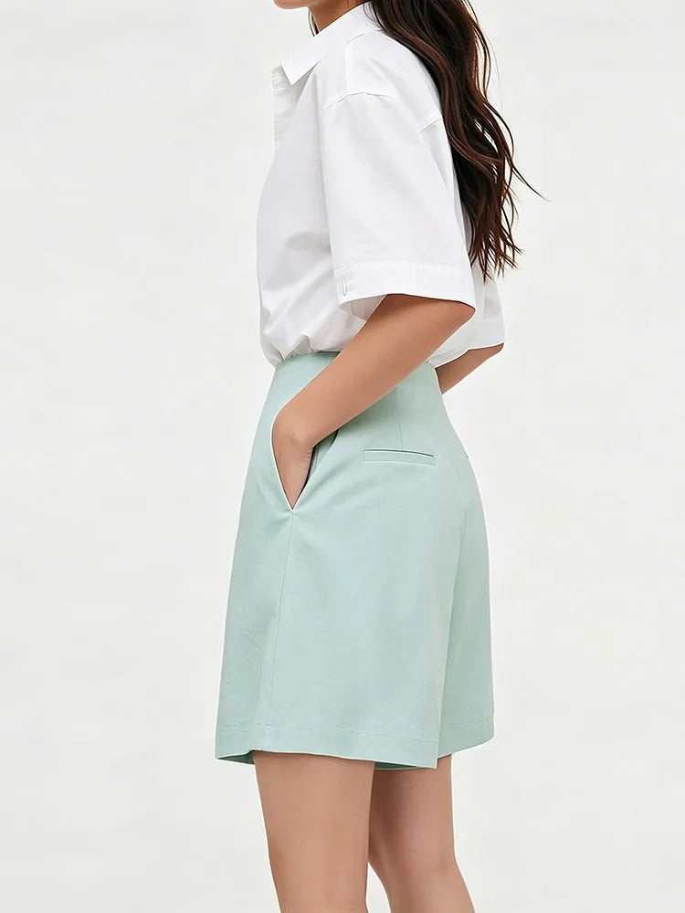 Amii Women's Shorts 2026 Summer New Simple Versatile Office Casual Pants Pleated Wide Leg Loose Fit Pants For Women 12642132