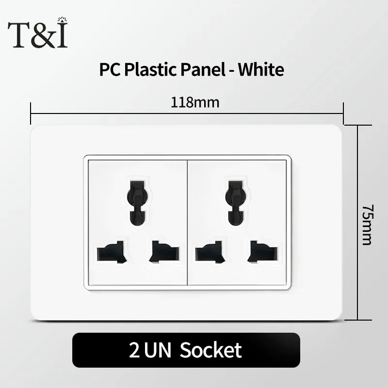 T&I 118  PC plastic panel  socket: USB Type-C, Italian switch , Chilean outlet, very suitable for residential and office spaces