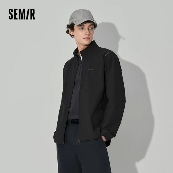 អាវក្រៅបុរស Semir ការពារទឹក មានហោប៉ៅស៊ីប សម្រាប់កីឡាក្រៅផ្ទះ រដូវស្លឹកឈើជ្រុះ ឆ្នាំ២០២៦ ធម្មតា បោះពុម្ពអក្សរ ពាក់ប្រចាំថ្ងៃ