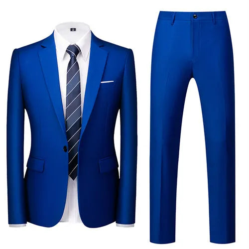 Men's Dark Green Suit Two-Piece, Asian Sizes Slim Dress Jacket and Pants,Wedding / Party Blazer Coat+Trousers Red Blue Black