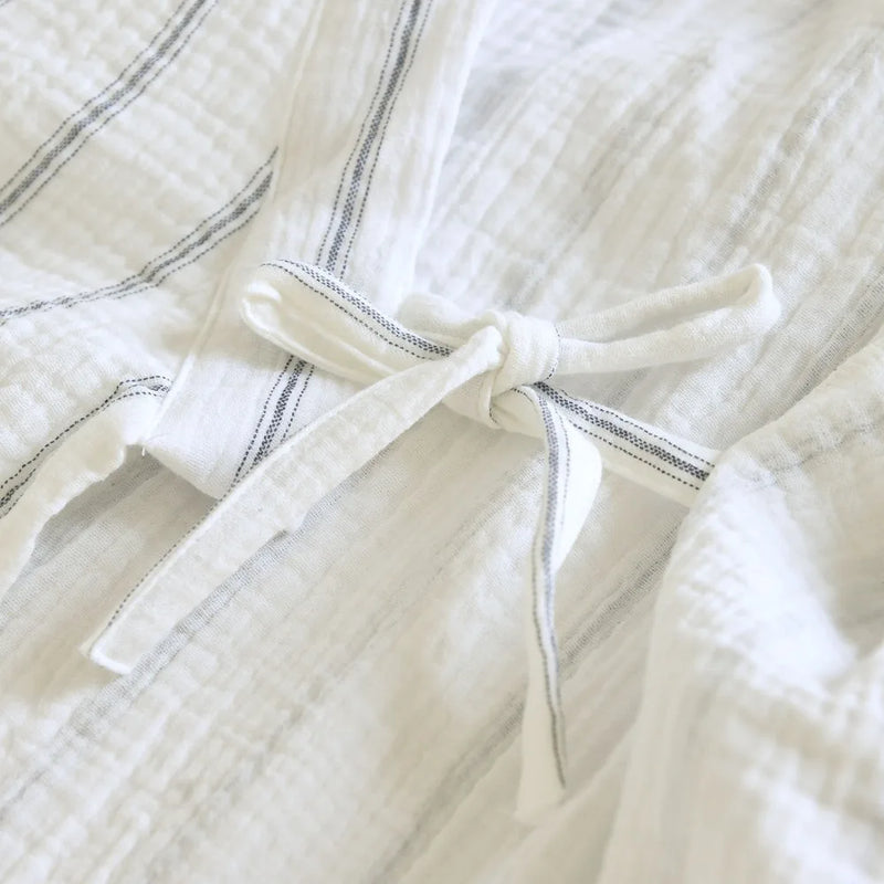 Kimono Gauze Cotton Bathrobe Striped Casual Robe Man Sleepwear 2026 New Spring Summer V-neck Loose Dressing Gown Lounge Wear