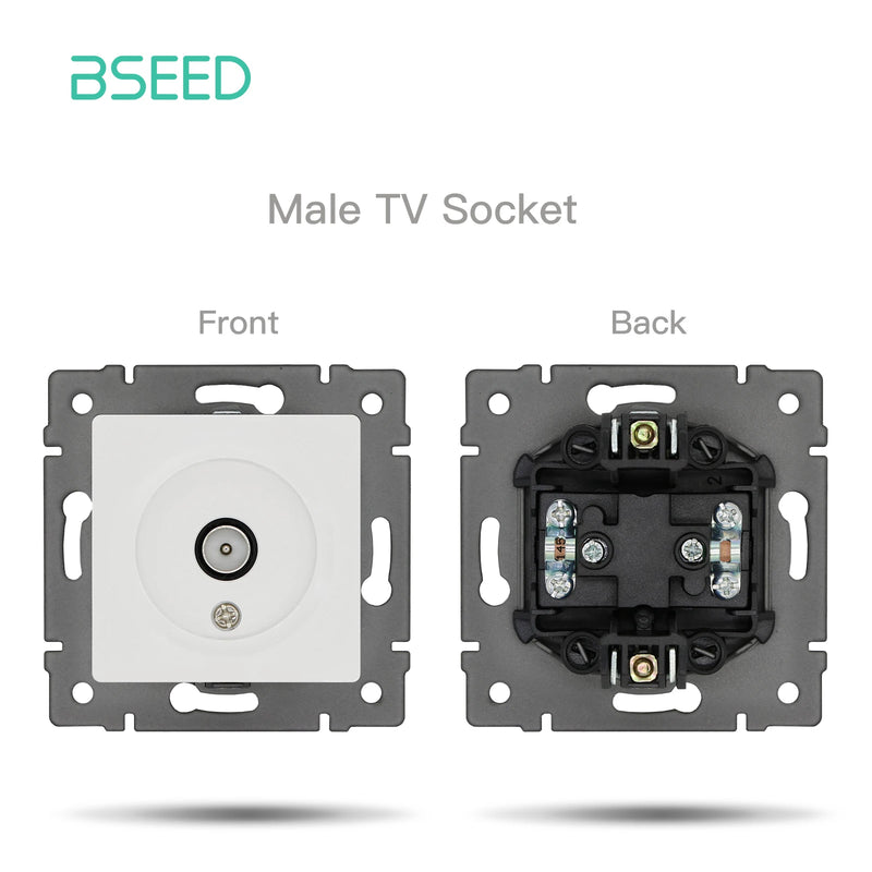 BSEED Wall Button Switch 1/2Gang USB Type-C Wall Socket Module Part Internet TV Telephone Socket Plastic Frame DIY Function Part