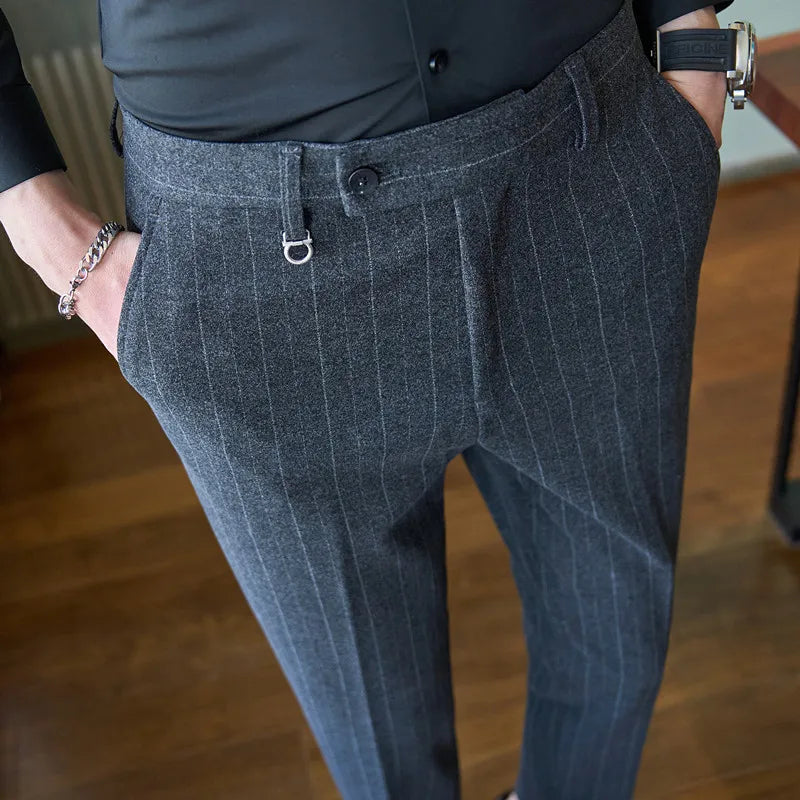 2026 Men's Winter Woolen Office Suit Pants, Slim British Style Wool Business Formal Dress Trousers, Asian Size 29-36, 2025 New