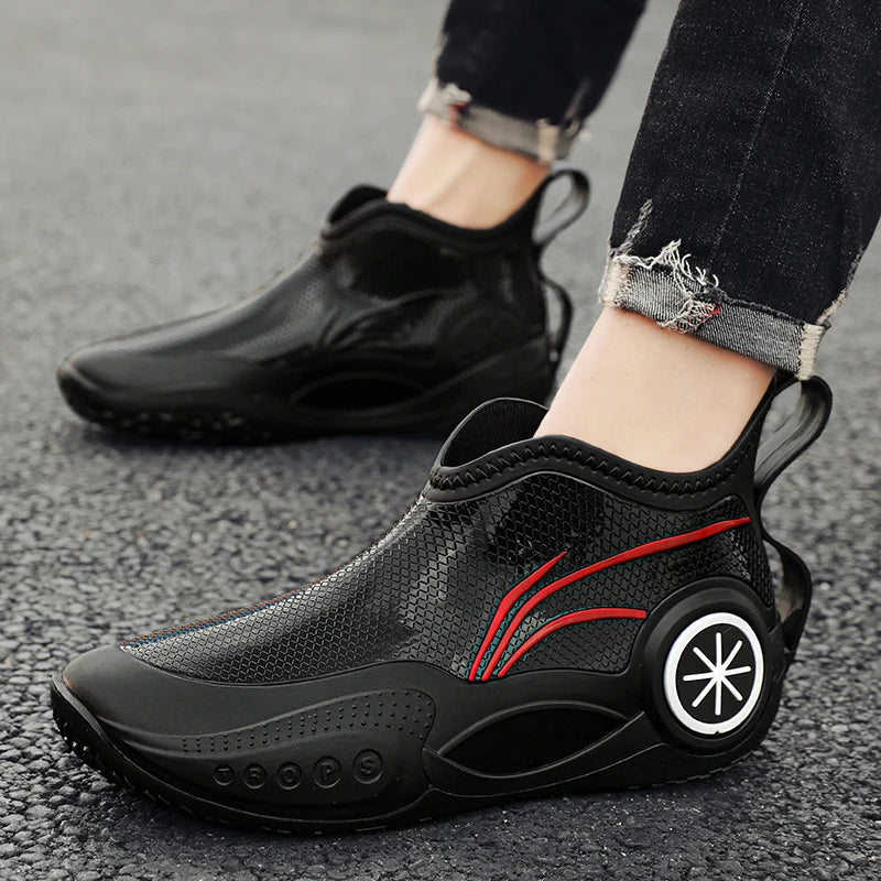 Men's Rain Shoes Four Seasons New Non-Slip Waterproof Outdoor Casual Fishing Shoes Fashion Lovers Comfort Soft-Sole Rain Boots
