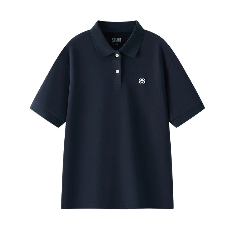 Semir Womens Polo 2026 Loose Dropped Shoulder Embroidered Tops Casual Style Versatile Soft Comfortable Daily Wear