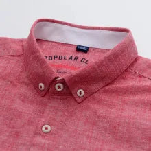 2026 Spring Red Men's Long-Sleeve Shirt, Blue Moisture-Wicking Breathable Cotton-Linen Blend Shirts, Available in Beige Gray.