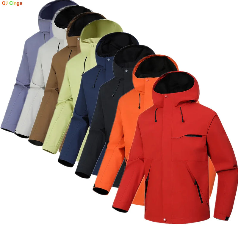 2026 Spring New Arrival Men's Long-Sleeve Hooded Jacket, Zip-Up Windbreaker, Available in Gray, Green, Black, and Blue.