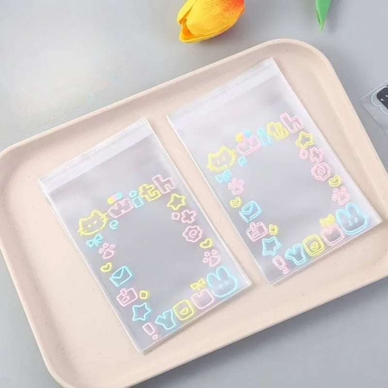 20/50/100pcs Graffiti Self-adhesive Bag Small Card Self-sealing Bag Packaged Card Gift Bag High Value Opp Bag Transparent Bag.