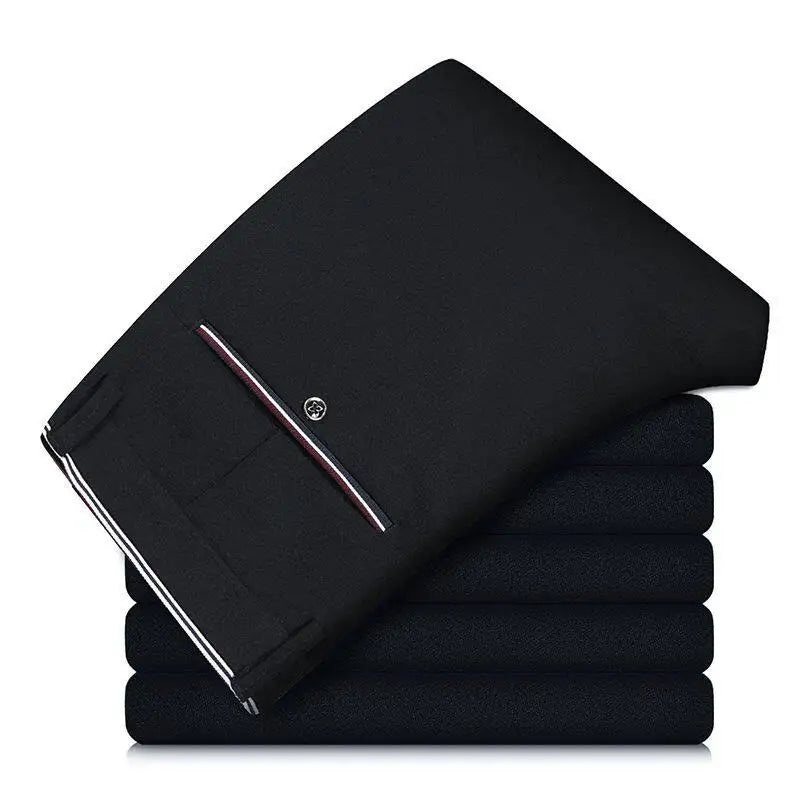 2026 Men's Elastic Casual Pants in Royal Blue And Black Slim Fit Trousers Fashionable Stretchy Leisure Trousers in Chinese.
