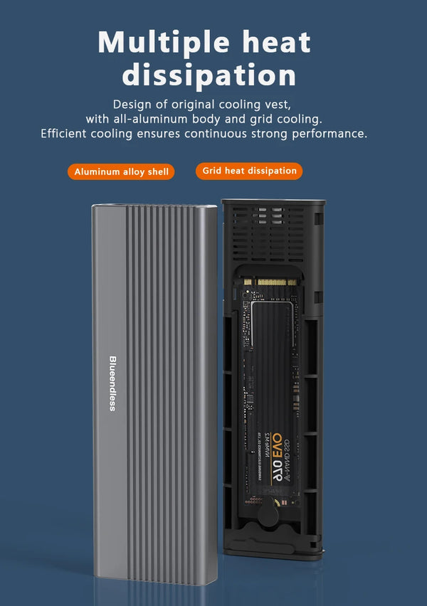 ស្រោម SSD M2 ពិធីការពីរ Blueendless NVME Enclosure M.2 ទៅ USB Type C 3.1 SSD Adapter សម្រាប់ NVME+NGFF SSD Disk Box M.2 SSD Case