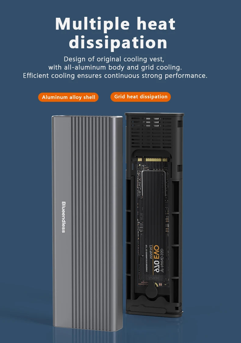ស្រោម SSD M2 ពិធីការពីរ Blueendless NVME Enclosure M.2 ទៅ USB Type C 3.1 SSD Adapter សម្រាប់ NVME+NGFF SSD Disk Box M.2 SSD Case