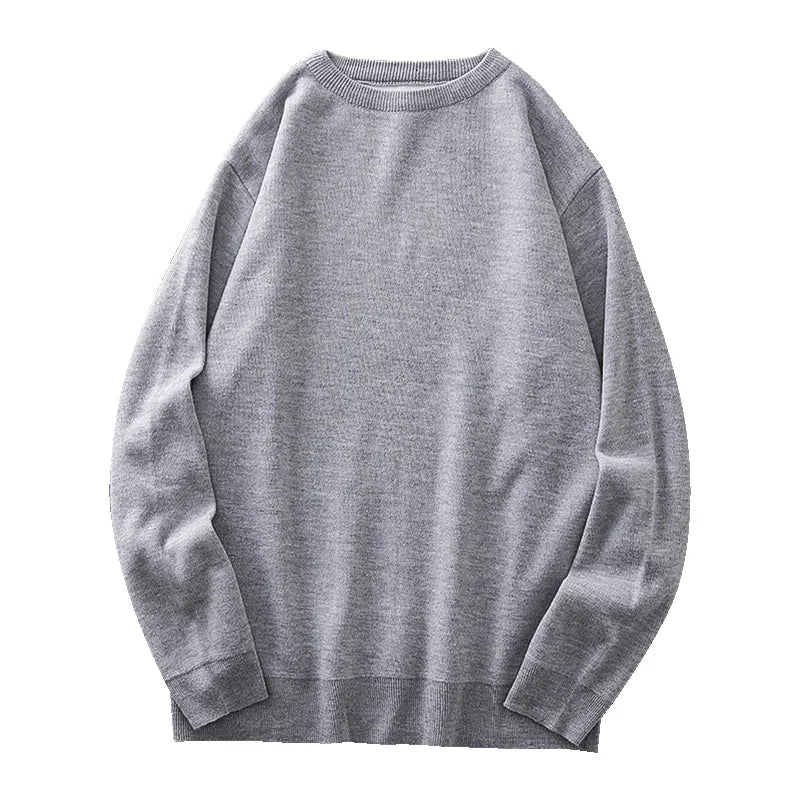 DUKEEN Men's Mock Neck Sweaters Winter Fleece-Lined Thick Warm Pullovers Solid Color Crew Neck Sweater Knitwear